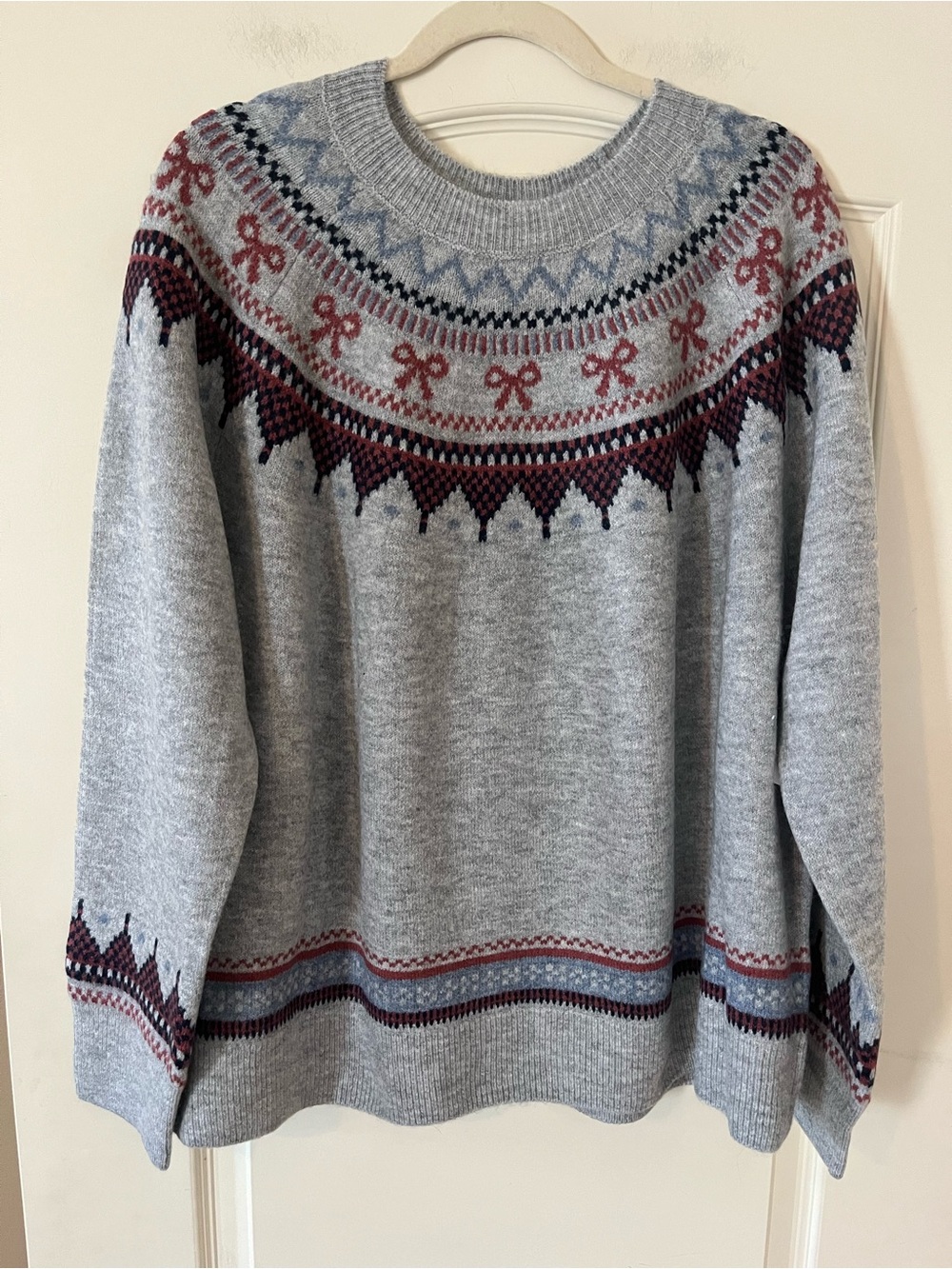Ceci’s Designer Grey Fair Isle Crewneck Sweater Women’s Size 2X